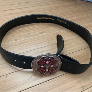 Sandy Dufter Black Leather Western Belt Small